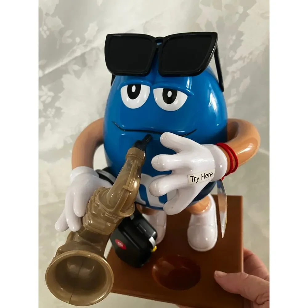 M&M's World Blue M&M Saxophone Candy Dispenser 2019 Jazz Musician w/ Hang Tag